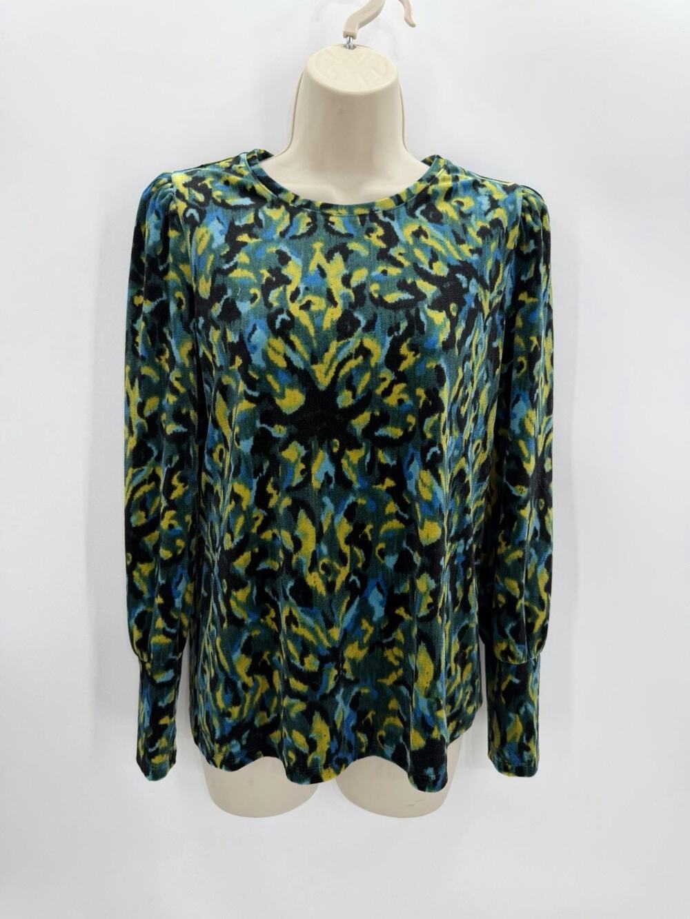 chicos Ikat Velvet Long Sleeve Tee watercolor size 0 or small
